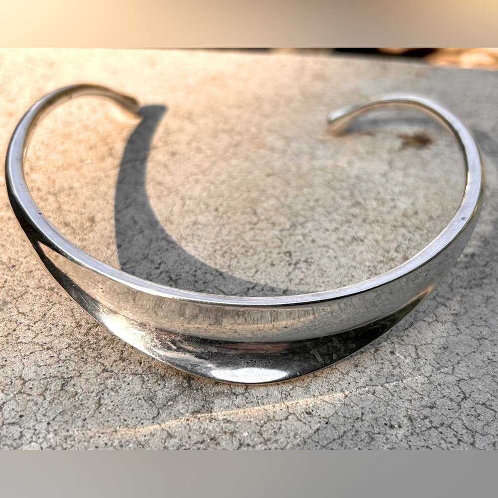 BENT KNUDSEN DESIGNER DENMARK 925 Silver - Vintage Modernist Collar Necklace.